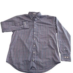 Peter Millar Button Down Men XL long sleeve Plaid Crown Ease 100% Cotton Shirt